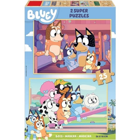 Puzzle en bois la famille de chien de bluey 2 x 25 pièces - educa - 19407