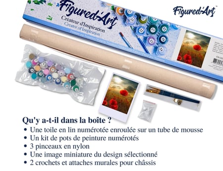 Peinture par Numéro Figured'Art - Fleurs sous le Soleil - Kit de Loisir Créatif DIY Numéro d'Art Complet - 40x50cm sans châssis en bois