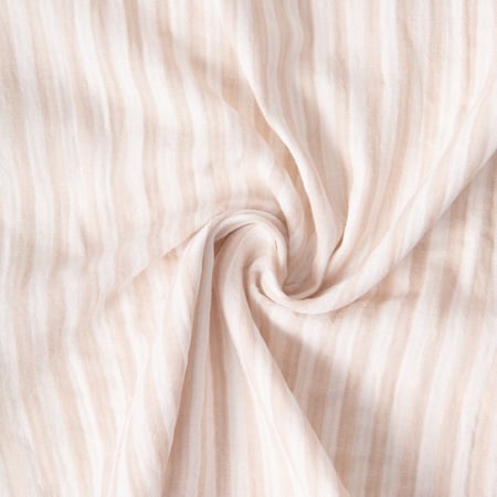 Tissu Double gaze de Coton Gipsy Rayé Crème sur fond Blanc cassé