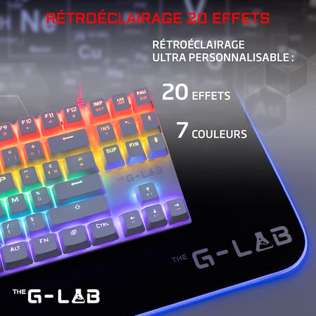 Clavier gaming mécanique The G-Lab Mercury - TKL Switch - Compatible sur PC - PS4 - PS5 - Xbox One – Xbox Series X – Xbox Series S - Noir