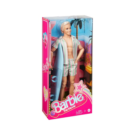 Barbie The Movie - Poupée Ken Wearing Pastel Striped Beach Matching Set