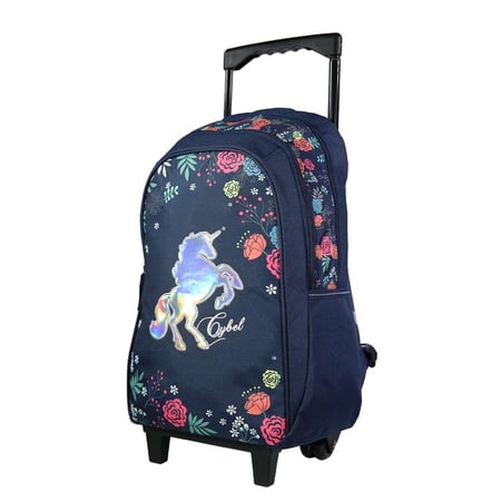 Sac à dos à roulettes 45 cm Cybel Cheval Licorne Bleu BAGTROTTER