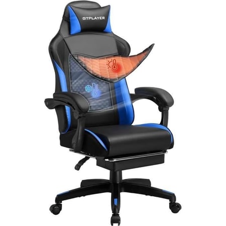 Chaise gaming ergonomique GTPLAYER - Cuir PU - GTP100-BL - Noir - 50 x 37 x 132 cm