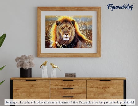 Peinture par Numéro Figured'Art - Lion dans la savane - Kit de Loisir Créatif DIY Numéro d'Art Complet - 40x50cm sans châssis en bois