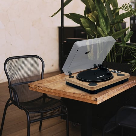 Platine vinyle Bluetooth effet bois 33/45/78 tours avec HP intégrés