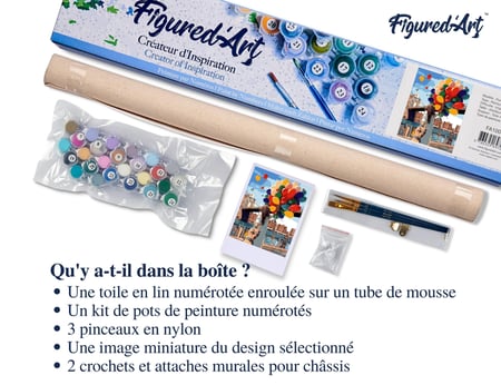 Peinture par Numéro Figured'Art - Ballons Colorés - Kit de Loisir Créatif DIY Numéro d'Art Complet - 40x50cm sans châssis en bois