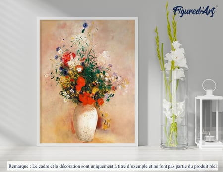 Peinture par Numéro Figured'Art - Vase de Fleurs - Odilon Redon - Kit de Loisir Créatif DIY Numéro d'Art Complet - 40x50cm sans châssis en bois