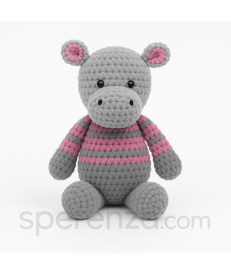 Kit de crochet Gründl Nelly l’Hippopotame – Créez votre hippo amigurumi en 100 % coton en fil Funny certifié OEKO-TEX Multicolore