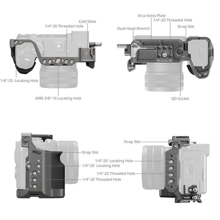 SMALLRIG HawkLock Kit cage à dégagement rapide avec poignée en silicone pour Sony Alpha 7C II / 7CR 5198