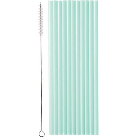 12 Pailles en Plastique   Vert   23 cm