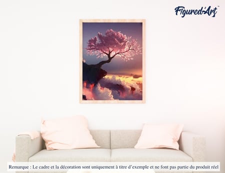 Peinture par Numéro Figured'Art - Arbre rose et Nuages - Kit de Loisir Créatif DIY Numéro d'Art Complet - 40x50cm sans châssis en bois