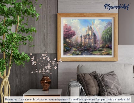 Peinture par Numéro Figured'Art - Château et Arc en Ciel - Kit de Loisir Créatif DIY Numéro d'Art Complet - 40x50cm sans châssis en bois