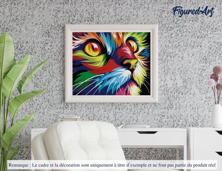 Peinture par Numéro Figured'Art - Félin Pop Art - Kit de Loisir Créatif DIY Numéro d'Art Complet - 40x50cm sans châssis en bois