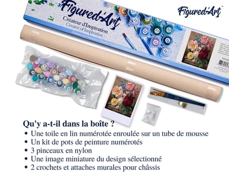 Peinture par Numéro Figured'Art - Beau Bouquet - Kit de Loisir Créatif DIY Numéro d'Art Complet - 40x50cm sans châssis en bois