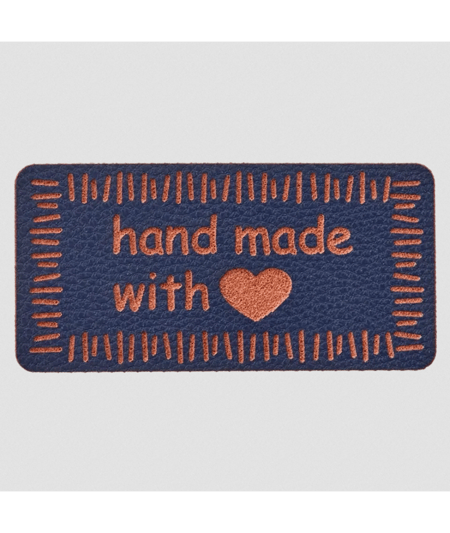 Étiquettes rectangulaires "Handmade" Prym – 40 x 20 mm – En PVC souple – Pour créations textiles faites main 068 bleu foncé
