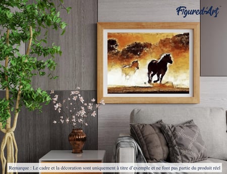 Peinture par Numéro Figured'Art - Chevaux en action - Kit de Loisir Créatif DIY Numéro d'Art Complet - 40x50cm sans châssis en bois