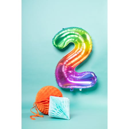 Ballon Géant Rainbow Chiffre 2 - 81 cm