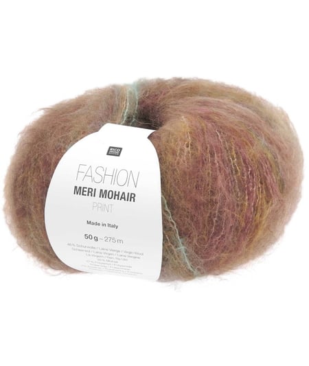Pelote de laine et mohair FASHION MERI MOHAIR PRINT - Douceur luxueuse, effet rayé & finition vaporeuse - Rico Design 02 Pêches Foncées