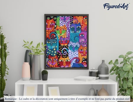 Peinture par Numéro Figured'Art - Chats abstraits - Kit de Loisir Créatif DIY Numéro d'Art Complet - 40x50cm sans châssis en bois