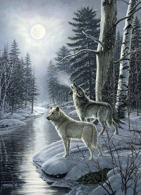 Puzzle 1000 pièces - Loups au clair de lune - Random Cut - Cobble Hill