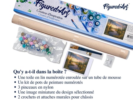 Peinture par Numéro Figured'Art - Maison de campagne au crepuscule - Kit de Loisir Créatif DIY Numéro d'Art Complet - 40x50cm sans châssis en bois