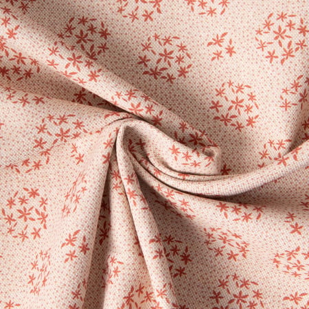 Tissu Toile de Coton aspect Lin Euphoria pissenlit sur fond Naturel