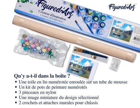 Peinture par Numéro Figured'Art - Le Pont d'Argenteuil - Monet - Kit de Loisir Créatif DIY Numéro d'Art Complet - 40x50cm sans châssis en bois