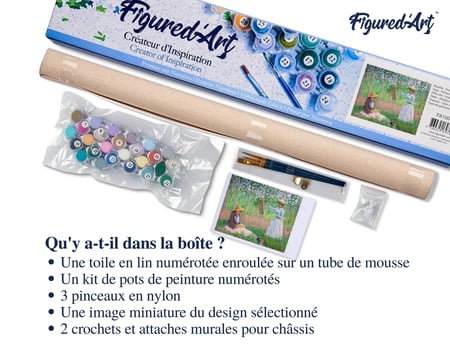 Peinture par Numéro Figured'Art - Dans les bois de Giverny - Monet - Kit de Loisir Créatif DIY Numéro d'Art Complet - 40x50cm sans châssis en bois