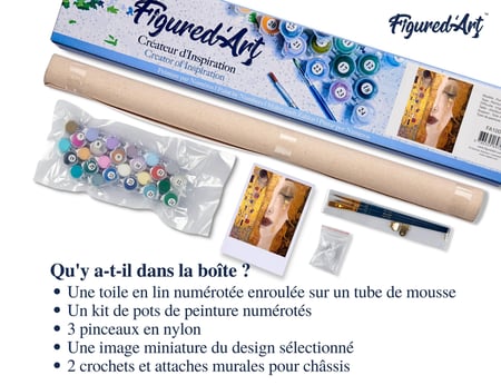 Peinture par Numéro Figured'Art - Gustav Klimt - Kit de Loisir Créatif DIY Numéro d'Art Complet - 40x50cm sans châssis en bois