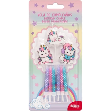 Mix Bougies d'Anniversaire Licornes