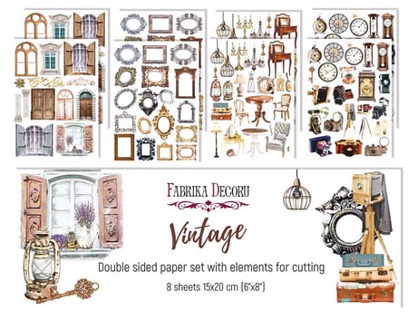 8 papiers motifs à découper scrapbooking FABRIkA DECORU VINTAGE 006