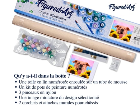 Peinture par Numéro Figured'Art - Chien Polygon Art - Kit de Loisir Créatif DIY Numéro d'Art Complet - 40x50cm sans châssis en bois