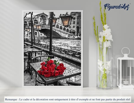 Peinture par Numéro Figured'Art - Terrasse et Bouquet - Kit de Loisir Créatif DIY Numéro d'Art Complet - 40x50cm sans châssis en bois