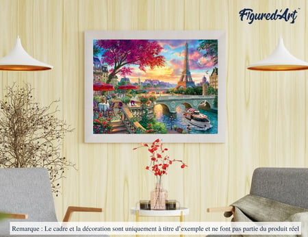 Peinture par Numéro Figured'Art - Diner en bords de seine - Kit de Loisir Créatif DIY Numéro d'Art Complet - 40x50cm sans châssis en bois