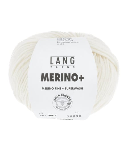 Pelote de Laine à tricoter MERINO + (PLUS) - Lang Yarns Ecru (002)