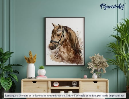 Peinture par Numéro Figured'Art - Cheval brun - Kit de Loisir Créatif DIY Numéro d'Art Complet - 40x50cm sans châssis en bois