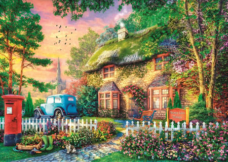 Puzzle 1000 pièces - L'Heure Du Thé : Stoney Lane Cottage - Trefl