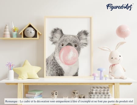 Peinture par Numéro Figured'Art - koala et Chewing gum - Kit de Loisir Créatif DIY Numéro d'Art Complet - 40x50cm sans châssis en bois