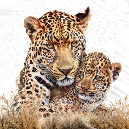 Lot de 4 serviettes en papier découpage collage 33 cm LEOPARDS A 1005