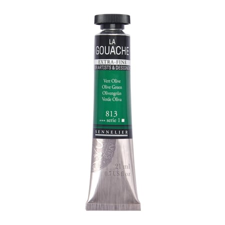 Gouache - Extra-fine - Vert olive - 813 - Tube de 21ml - Sennelier