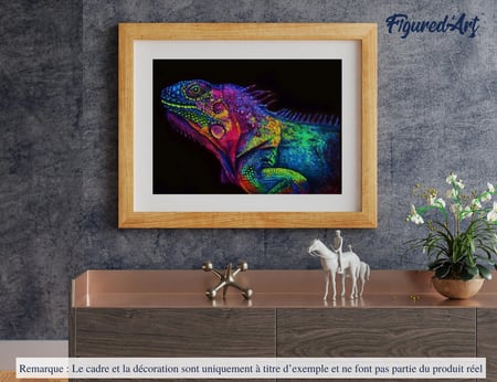 Peinture par Numéro Figured'Art - Caméléon coloré - Kit de Loisir Créatif DIY Numéro d'Art Complet - 40x50cm sans châssis en bois