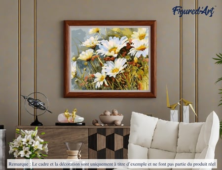 Peinture par Numéro Figured'Art - Champ de Marguerites - Kit de Loisir Créatif DIY Numéro d'Art Complet - 40x50cm sans châssis en bois