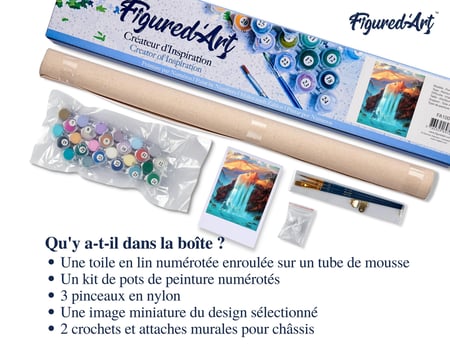 Peinture par Numéro Figured'Art - Chute d'Eau Chevelure - Kit de Loisir Créatif DIY Numéro d'Art Complet - 40x50cm sans châssis en bois