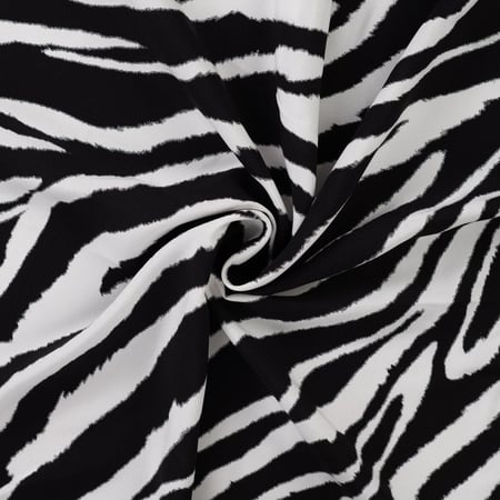 Tissu Viscose imprimé Motif zébré sur fond Noir