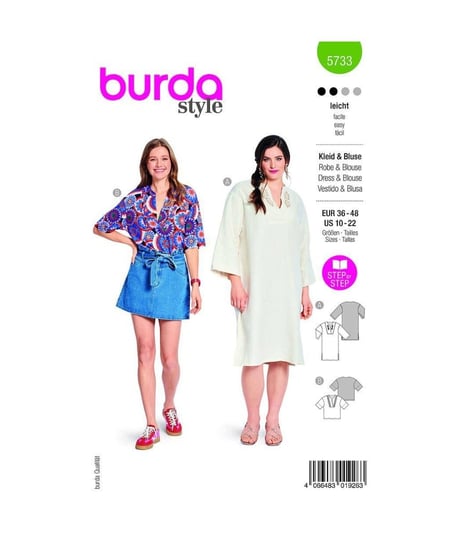 Patron Burda 5733 - Robe & Blouse taille n°FR 38-50