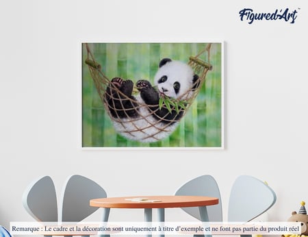 Peinture par Numéro Figured'Art - Panda dans son Hamac - Kit de Loisir Créatif DIY Numéro d'Art Complet - 40x50cm sans châssis en bois