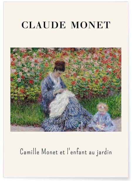 Affiche Claude Monet - Camille Monet et l'enfant au jardin | A3 : 29,7x42cm