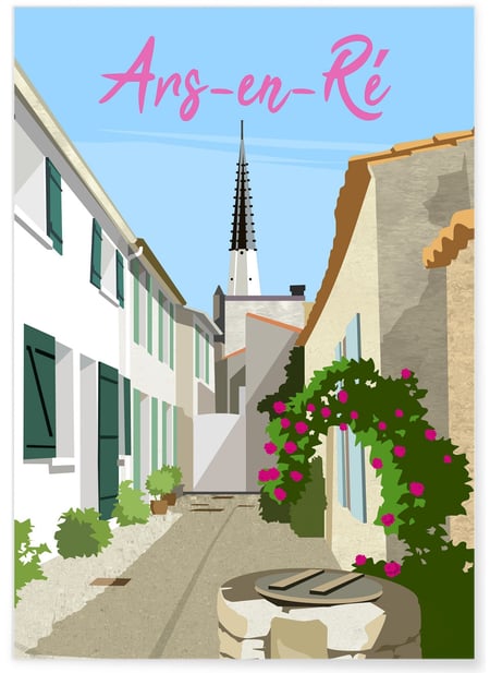 Affiche ville Ars-en-Ré | A3 : 29,7x42cm