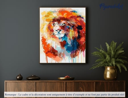Peinture par Numéro Figured'Art - Lion flamboyant - Kit de Loisir Créatif DIY Numéro d'Art Complet - 40x50cm sans châssis en bois
