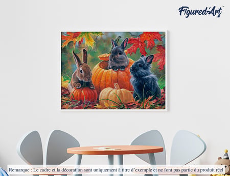 Peinture par Numéro Figured'Art - Trio de lapins - Kit de Loisir Créatif DIY Numéro d'Art Complet - 40x50cm sans châssis en bois